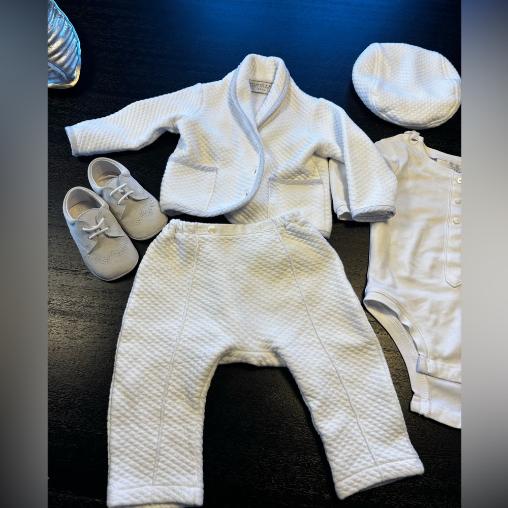 Baptism Chic White Kids Matching Set Bodysuit